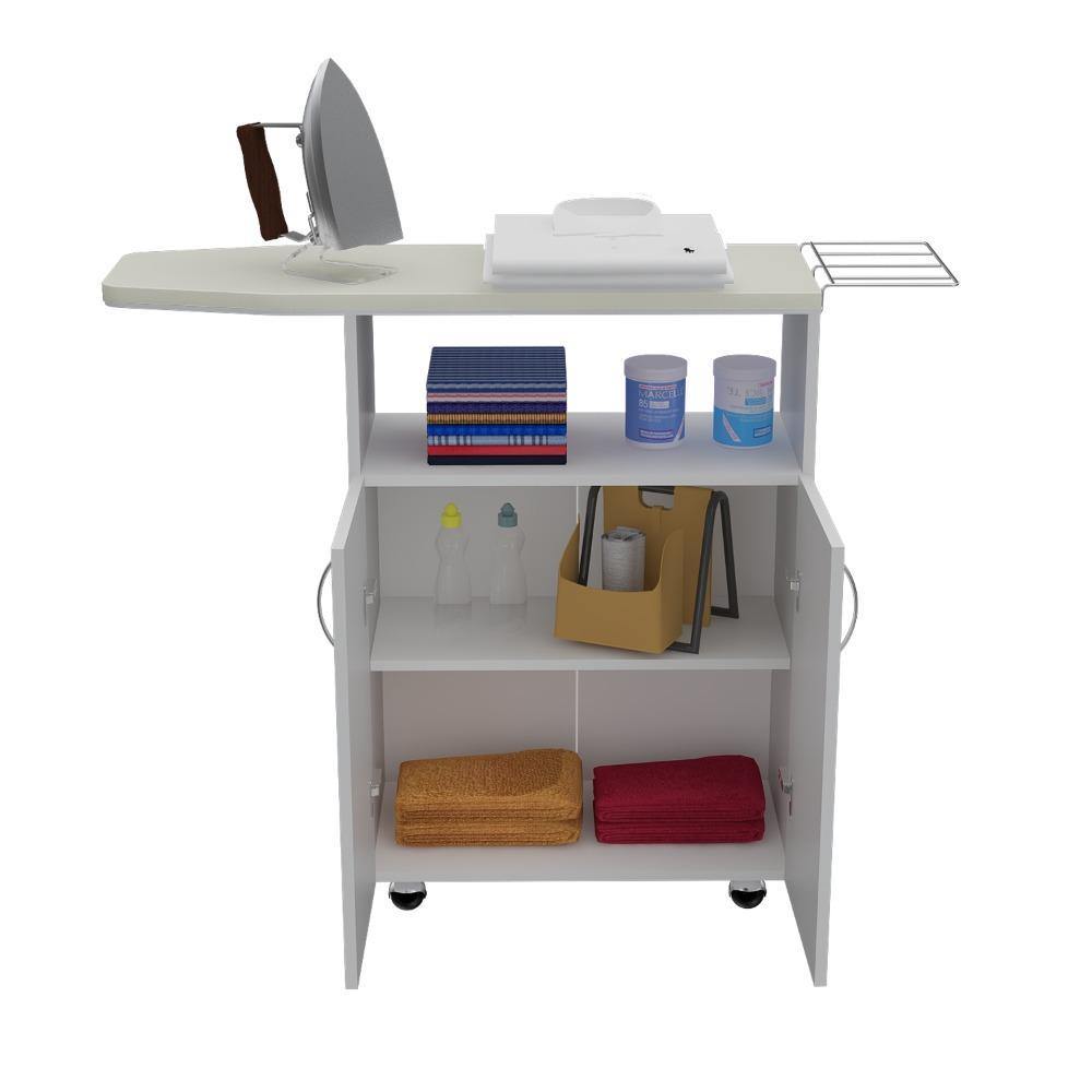 Mesa de Planchar Urano Blanco 90x84.5cm con Dos Puertas - Muebles Organizadores | Bylmo