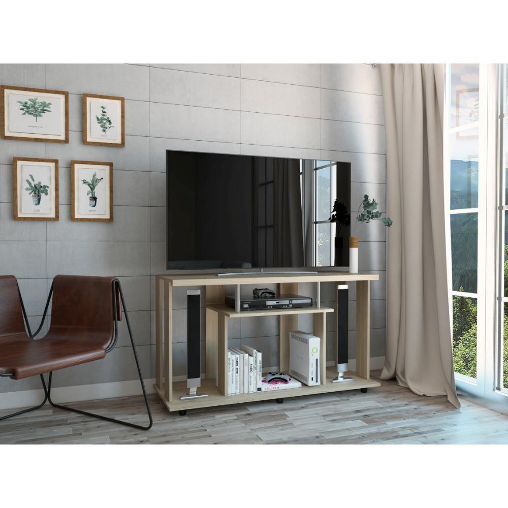 Mesa para TV Lannes Rovere 121x67cm Para TV Hasta 50 Pulgadas sin Cajones y con Patas - Muebles para TV | Bylmo