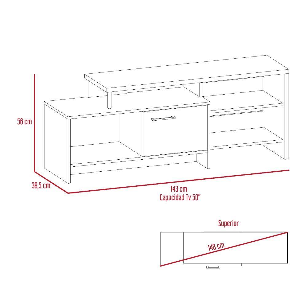 Mesa para TV Bengala Rovere 143x56cm Para TV Hasta 49 Pulgadas con Un Cajón - Muebles para TV | Bylmo