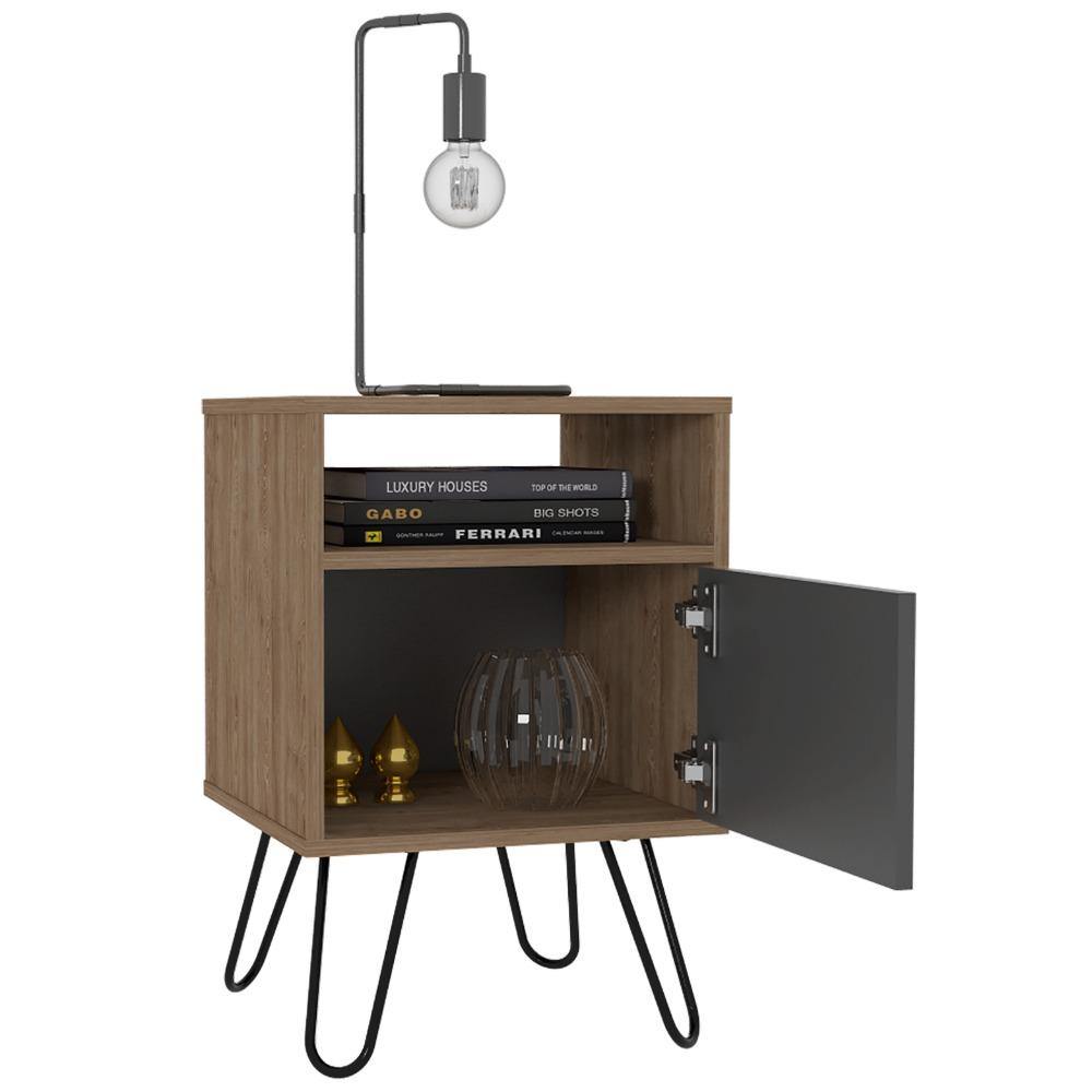 Mesa de Noche Vassel Miel y Plomo 40 cm con Una Puerta - Mesas | Bylmo