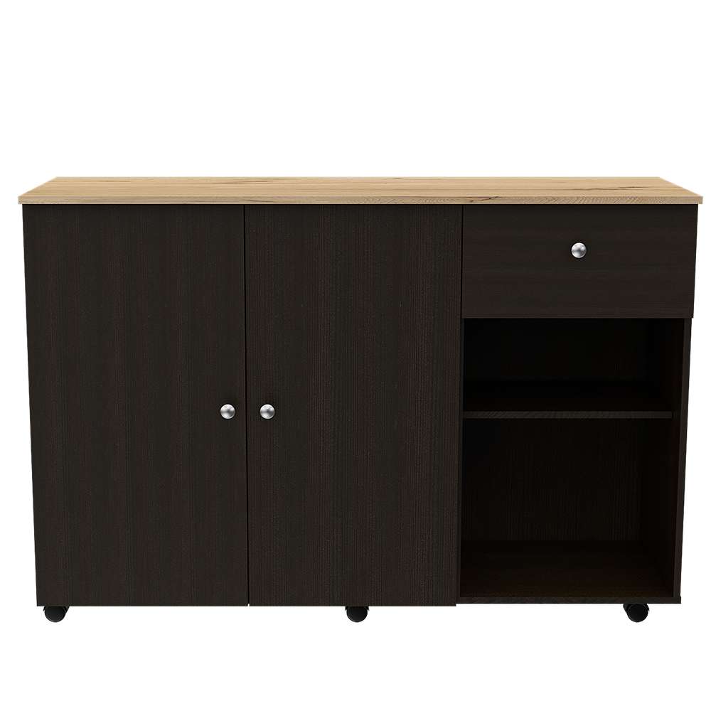 Barra de Cocina Victoria Wengue 136x92cm con Tres Entrepaños y Seis Compartimientos - Muebles Organizadores | Bylmo