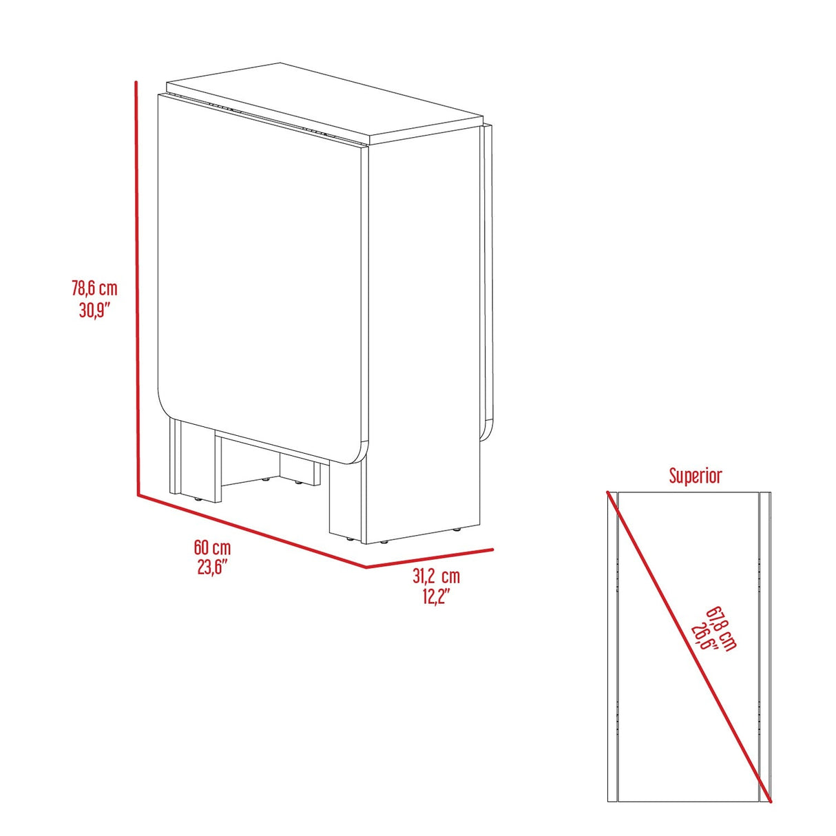 Mesa Auxiliar Gateleg Blanco 60x79cm Rectangular Plegable - Mesas Auxiliares | Bylmo