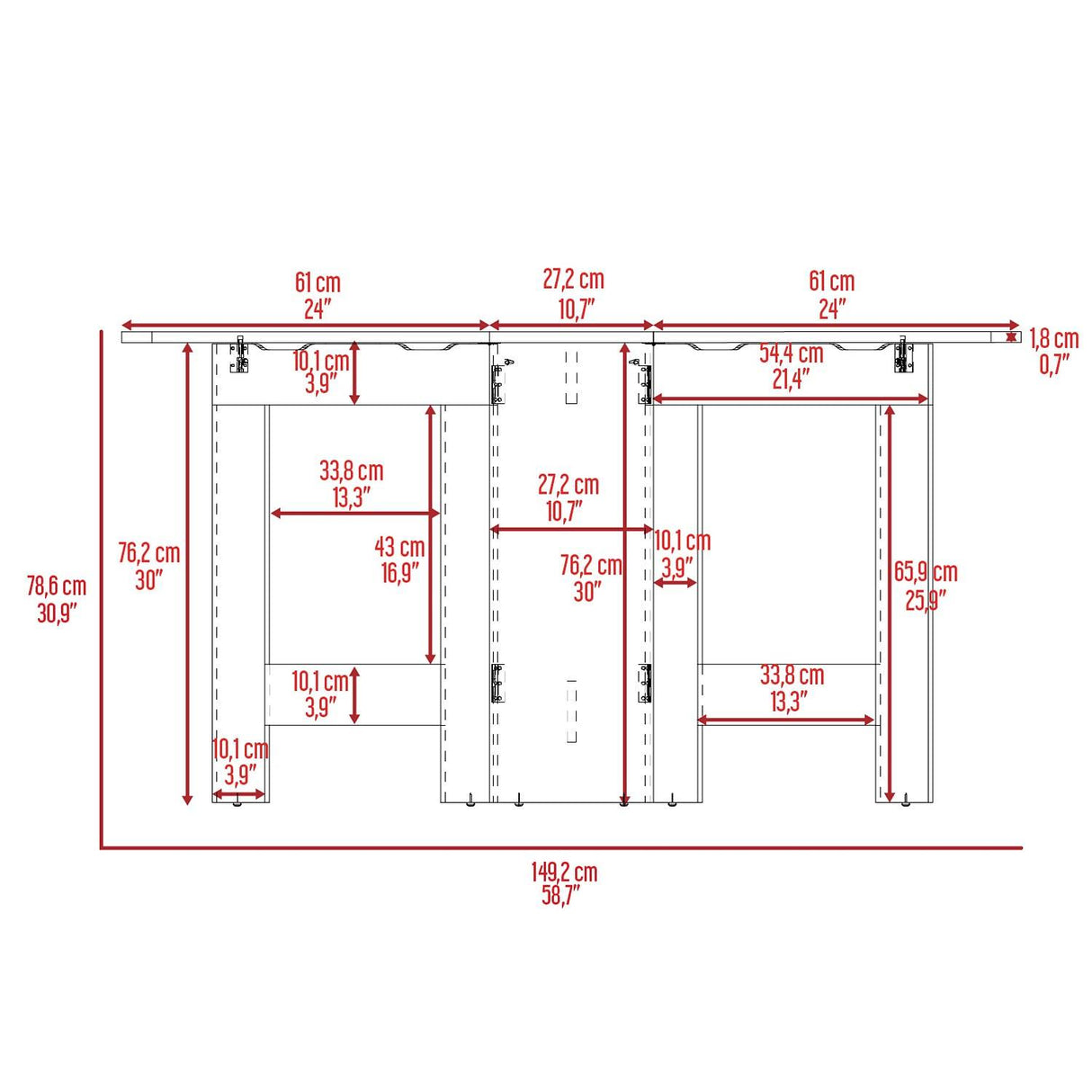 Mesa Auxiliar Gateleg Blanco 60x79cm Rectangular Plegable - Mesas Auxiliares | Bylmo