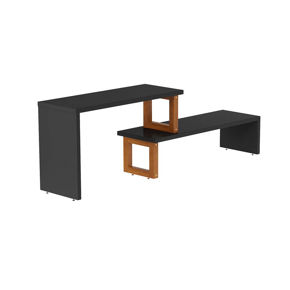 Mesa de Centro Glam Almendra y Negro 140x60cm Rectangular - Mesas | Bylmo