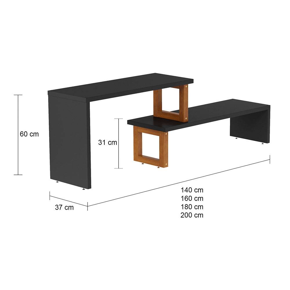 Mesa de Centro Glam Almendra y Negro 140x60cm Rectangular - Mesas | Bylmo