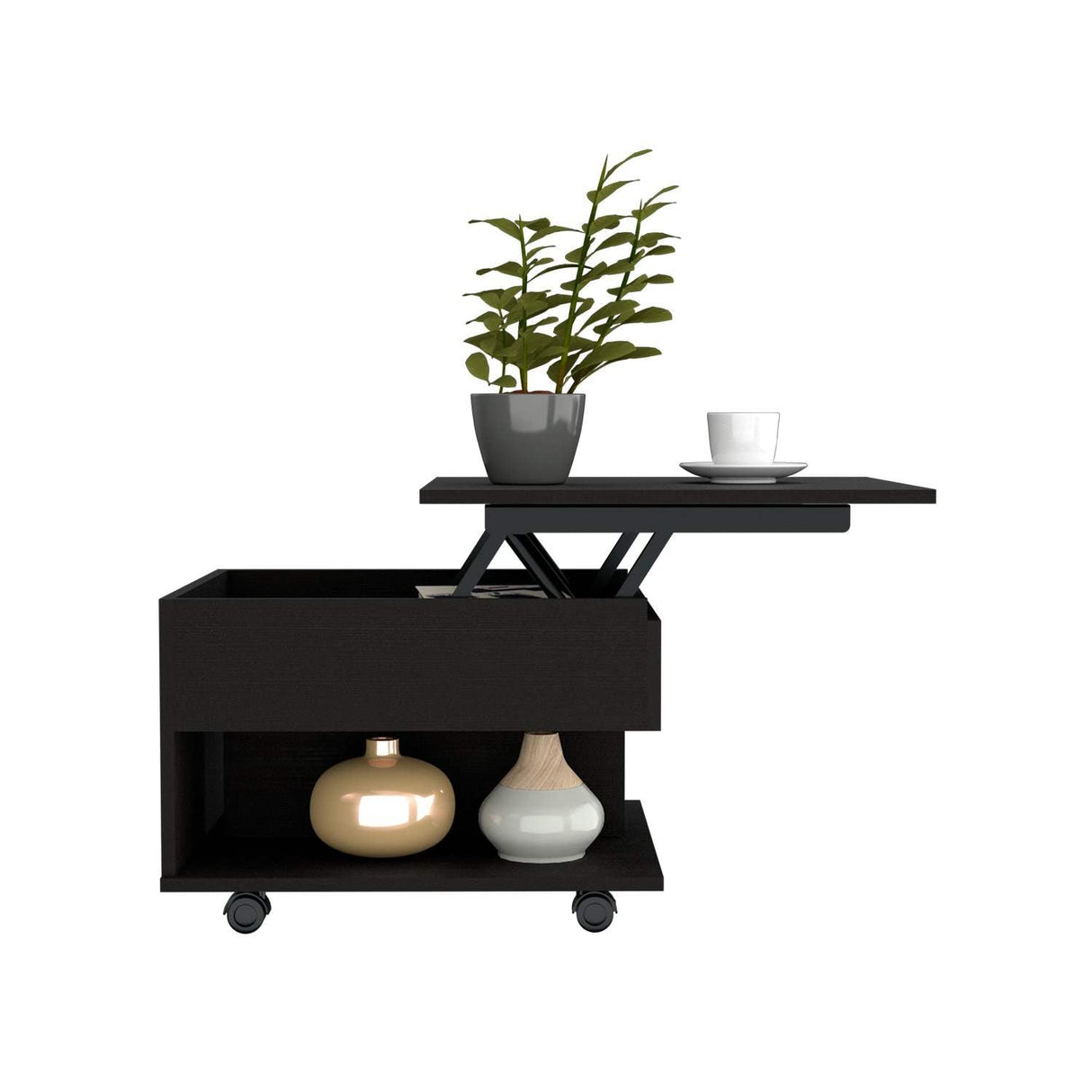 Mesa Auxiliar Luanda Wengue 55 cm Rectangular Extensible con Rodachines - Mesas Auxiliares | Bylmo
