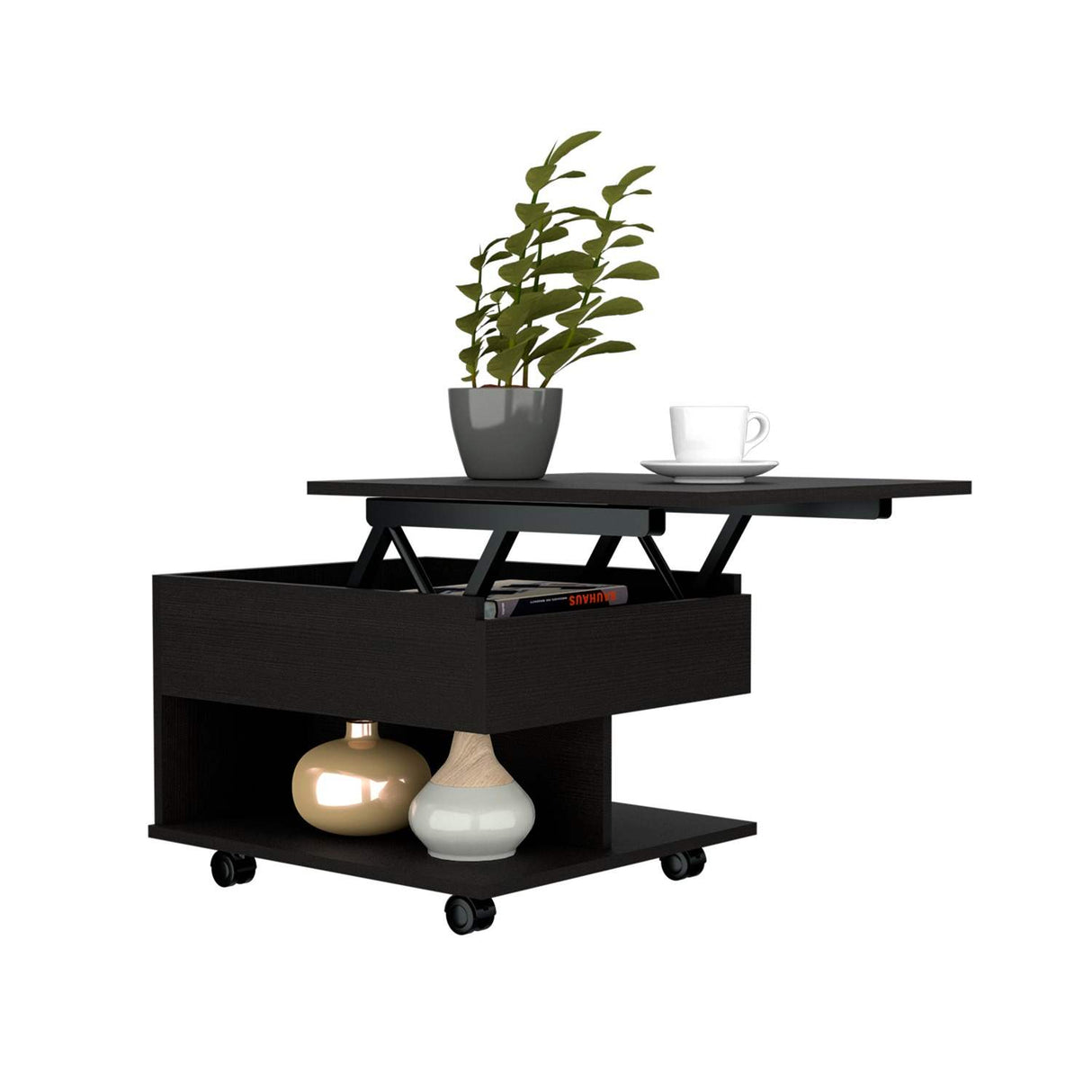 Mesa Auxiliar Luanda Wengue 55 cm Rectangular Extensible con Rodachines - Mesas Auxiliares | Bylmo