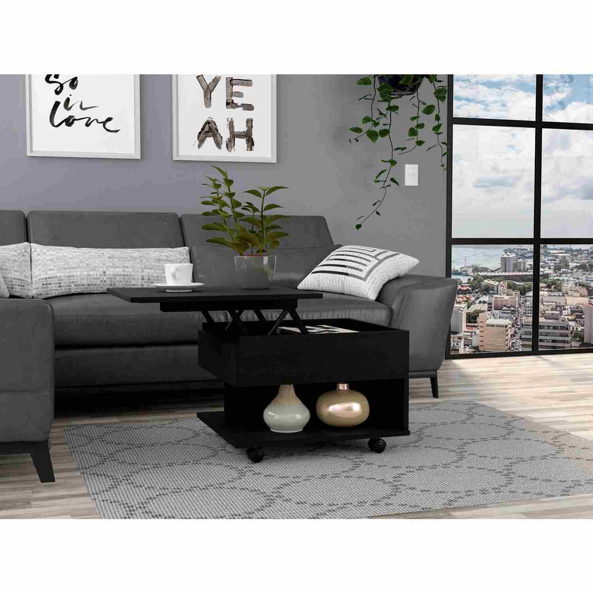 Mesa Auxiliar Luanda Wengue 55 cm Rectangular Extensible con Rodachines - Mesas Auxiliares | Bylmo