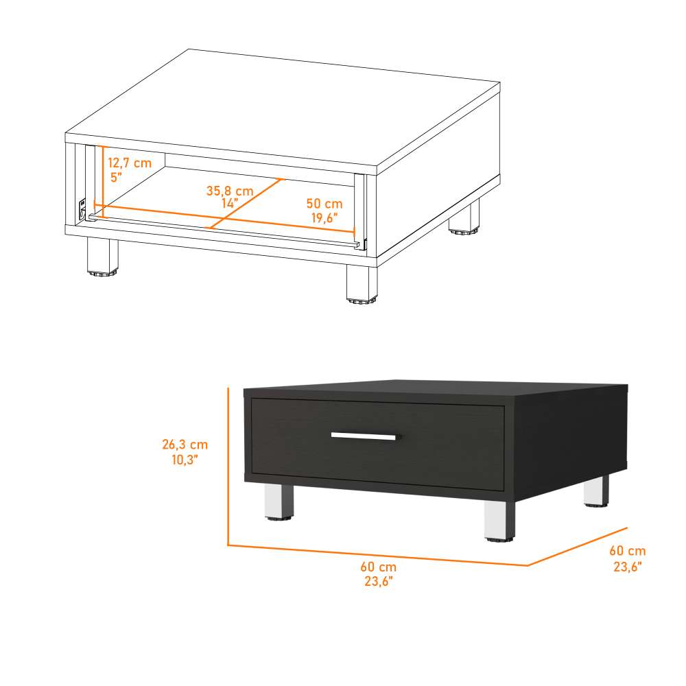 Mesa de Centro Beijing Plus Wengue 60x26.3cm Rectangular con Patas y con Compartimientos - Mesas | Bylmo