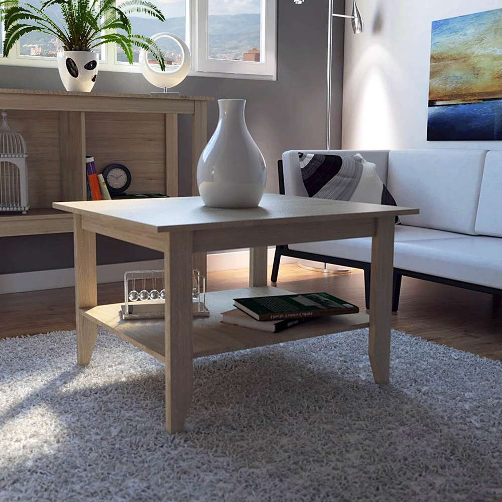 Mesa de Centro Essential Rovere 80x45cm Rectangular con Patas y con Compartimientos - Mesas | Bylmo