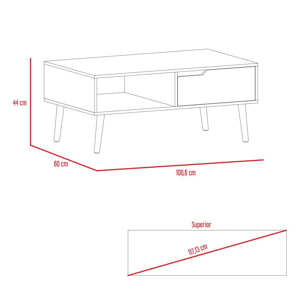 Mesa Oslo Duna y Blanco 100 cm con Un Cajón - Mesas | Bylmo