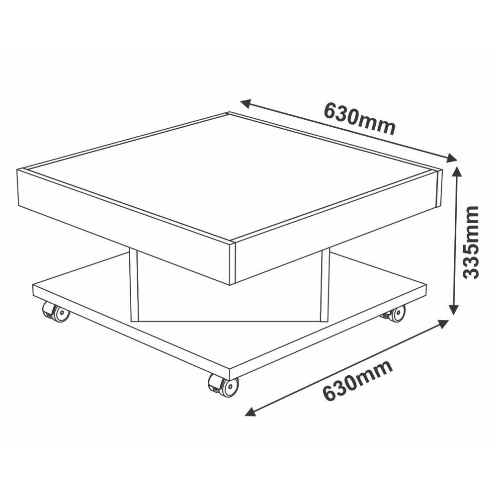 Mesa de Centro Almendra y Negro 63x33.5cm Cuadrado Con Ruedas - Mesas | Bylmo