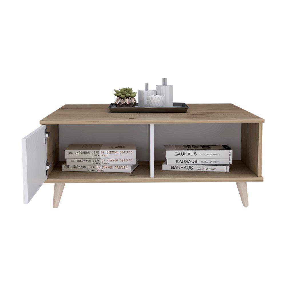 Mesa Alina Duna y Blanco 95 cm con Una Puerta - Mesas | Bylmo