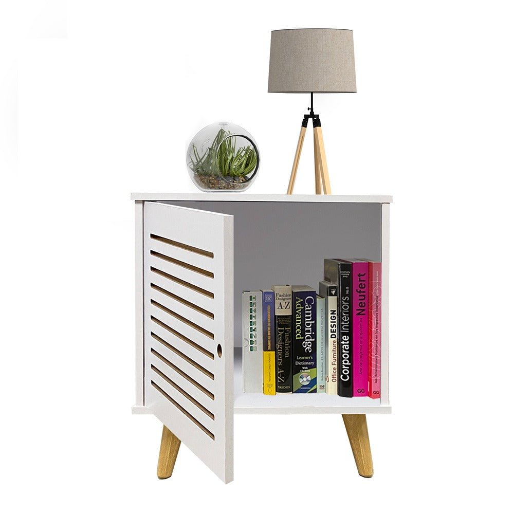 Mesa de Noche Tolu Blanco 40 cm con Una Puerta - Mesas de Noche | Bylmo