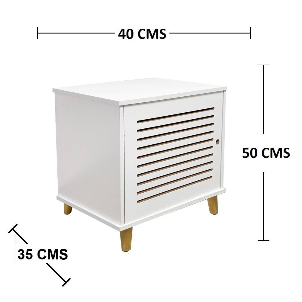 Mesa de Noche Tolu Blanco 40 cm con Una Puerta - Mesas de Noche | Bylmo