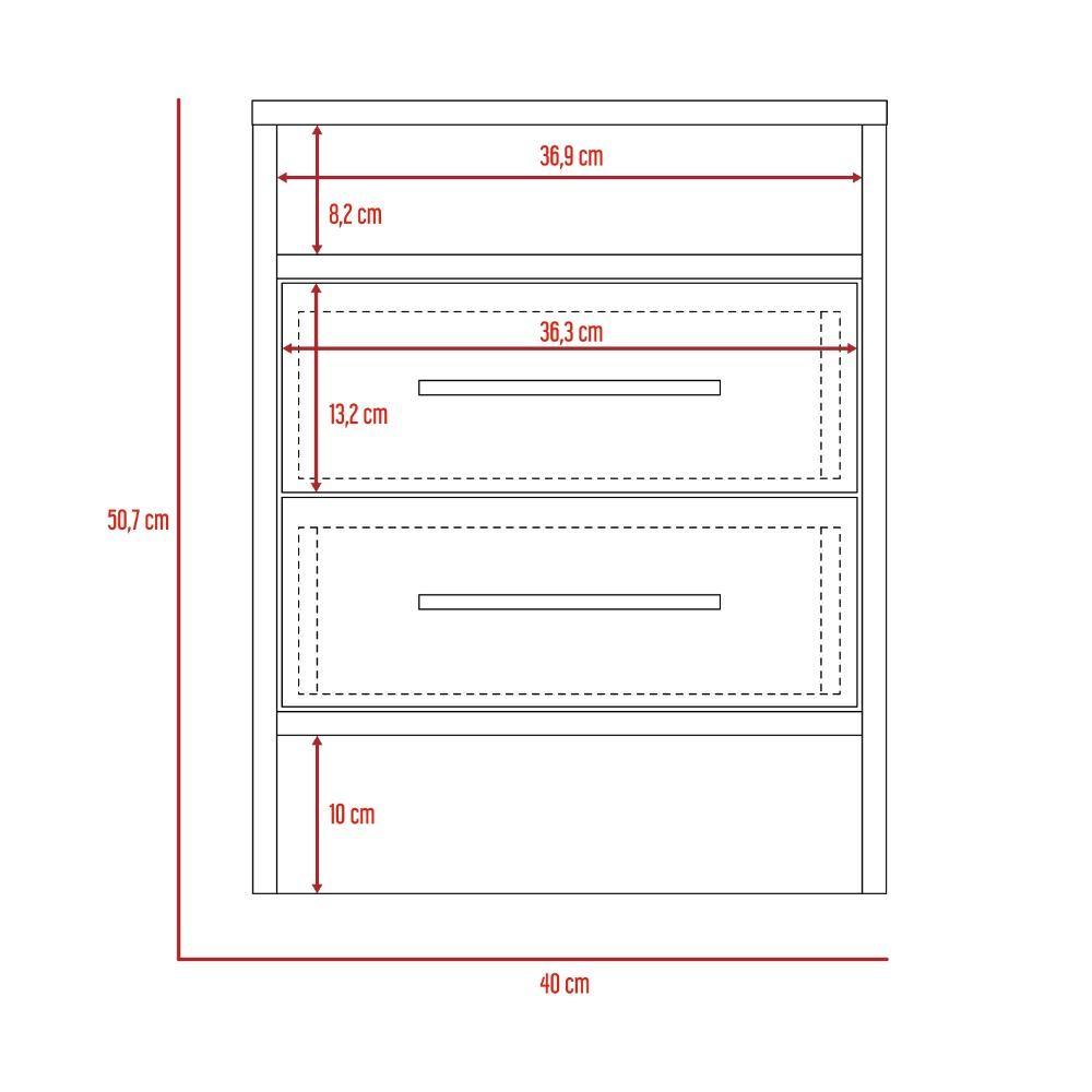 Mesa de Noche Eter Rovere y Blanco 40x50.7cm con Dos Cajones y con Un Compartimiento - Mesas de Noche | Bylmo