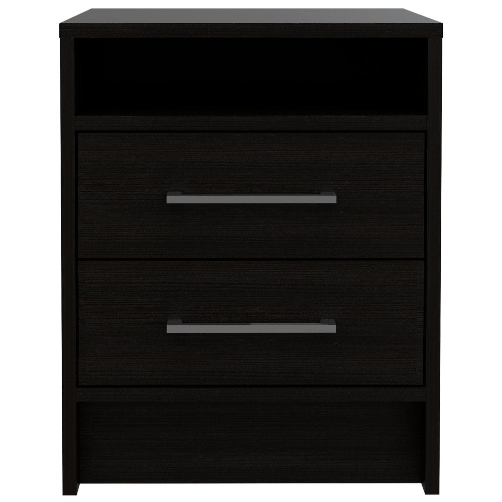 Mesa de Noche Eter Plus Wengue 40x50.7cm con Dos Cajones y con Un Compartimiento - Mesas de Noche | Bylmo