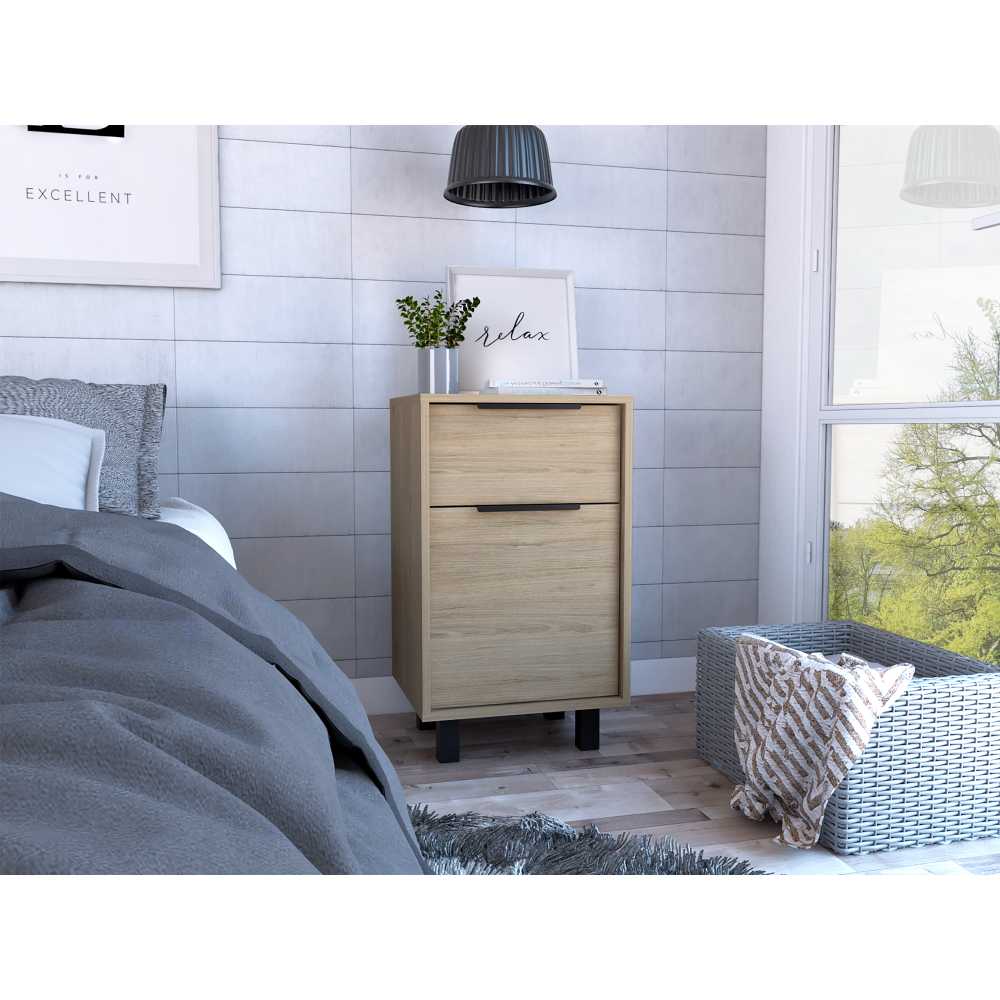 Mesa de Noche Kaia Rovere 41 cm con Un Cajón y Una Puerta - Mesas de Noche | Bylmo