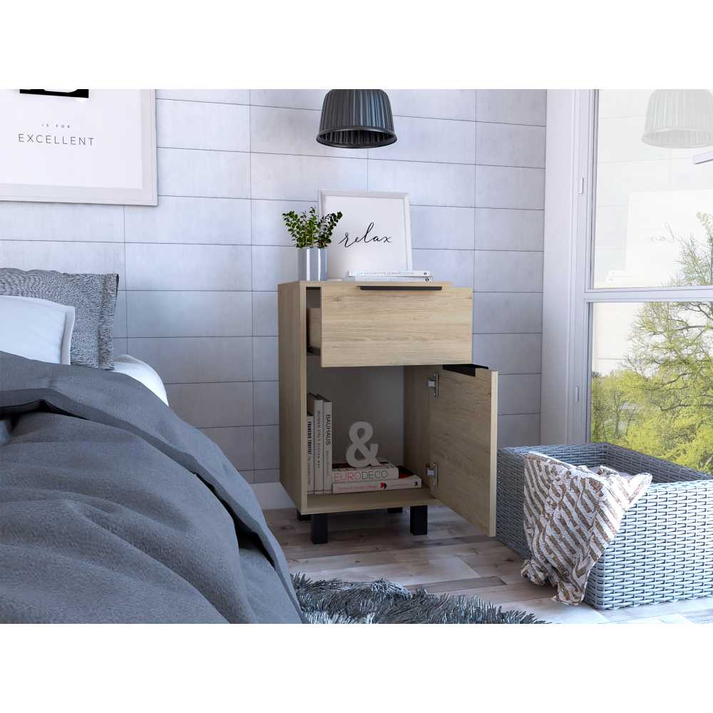 Mesa de Noche Kaia Rovere 41 cm con Un Cajón y Una Puerta - Mesas de Noche | Bylmo