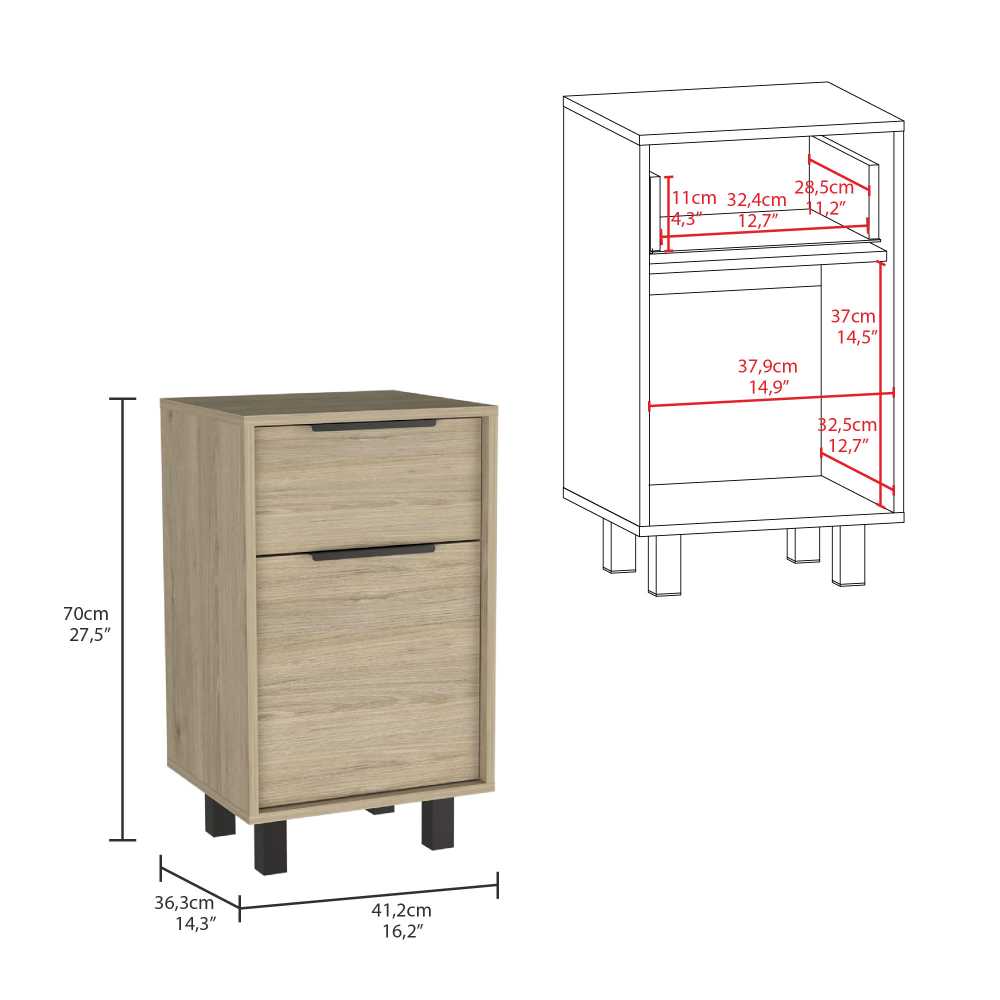 Mesa de Noche Kaia Rovere 41 cm con Un Cajón y Una Puerta - Mesas de Noche | Bylmo