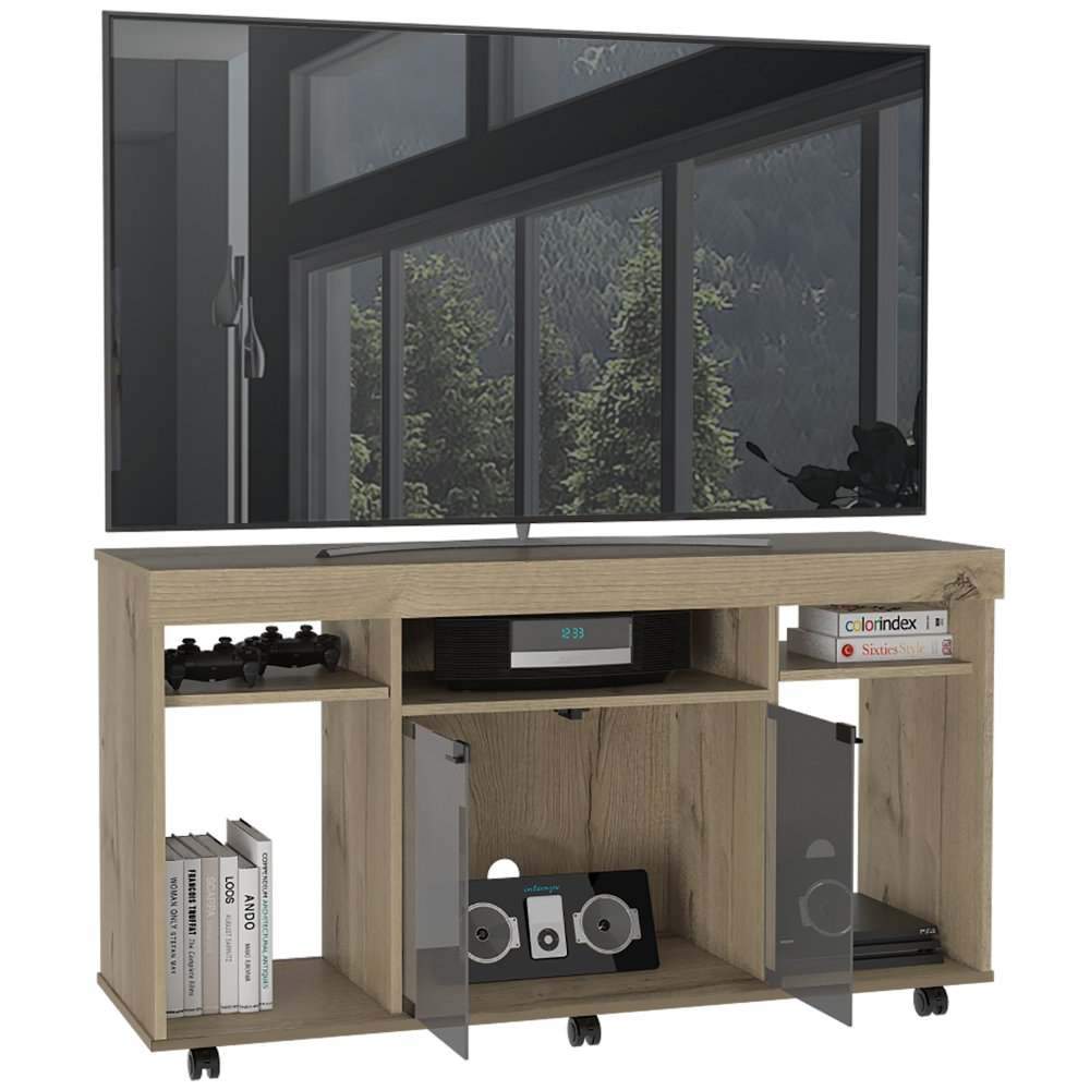 Mesa para TV Vermon Duna 121 cm con Puertas de Vidrio - Muebles para TV | Bylmo