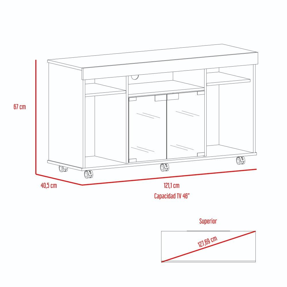 Mesa para TV Vermon Duna 121 cm con Puertas de Vidrio - Muebles para TV | Bylmo