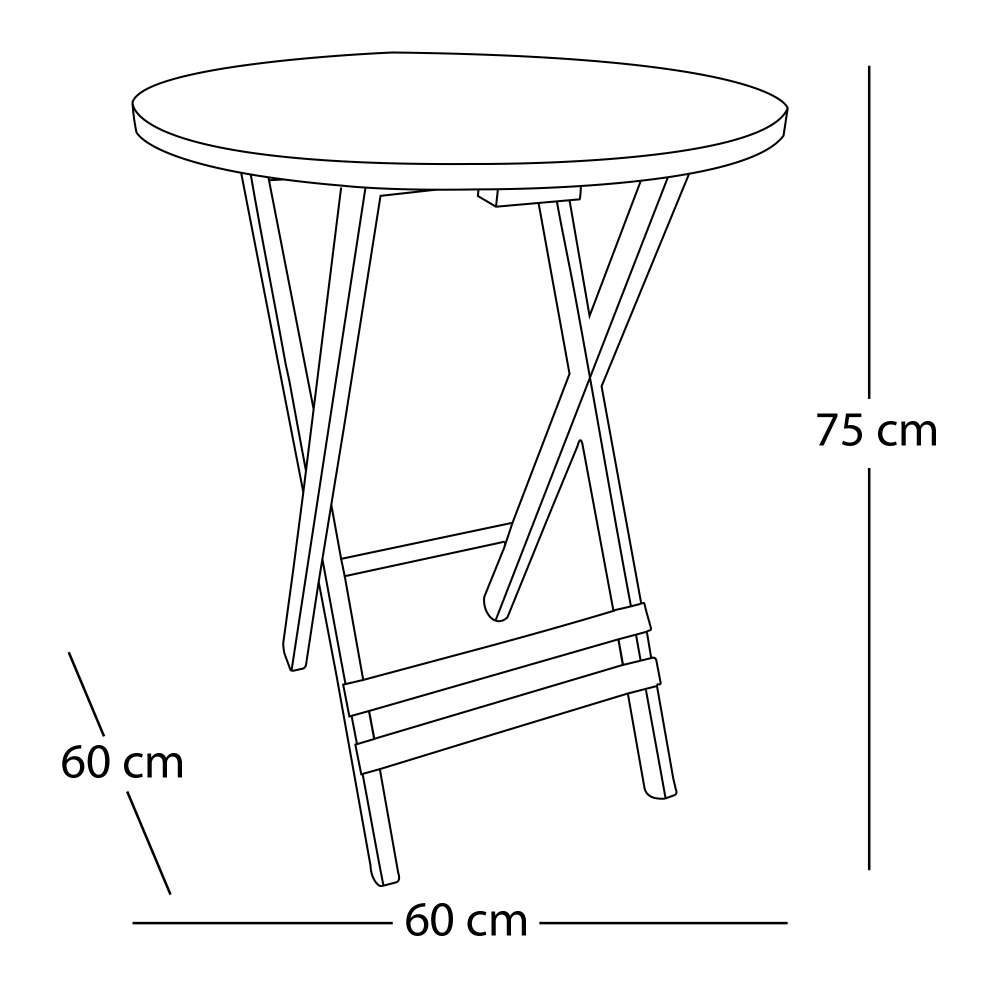Mesa Listones Cafe 60 cm Plegable - Mesas | Bylmo