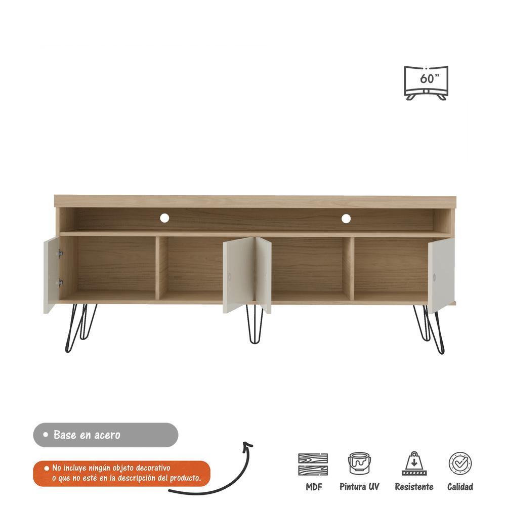 Rack Liberty Roble y Blanco 160 cm con Cuatro Puertas - Muebles para TV | Bylmo