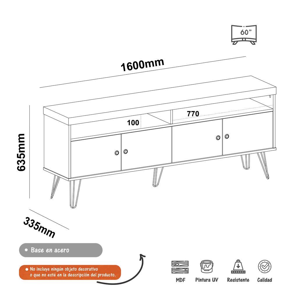 Rack Liberty Roble y Blanco 160 cm con Cuatro Puertas - Muebles para TV | Bylmo
