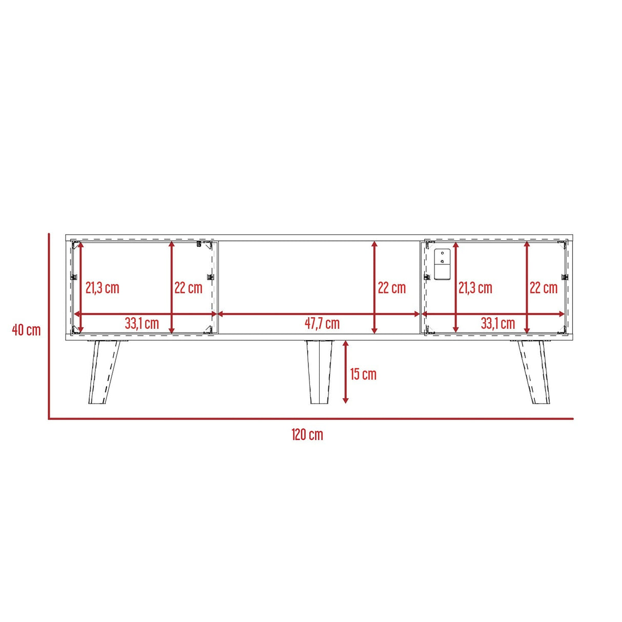 Mesa de Centro Funes Taupe 120 cm Rectangular con Dos Puertas - Mesas de Centro | Bylmo
