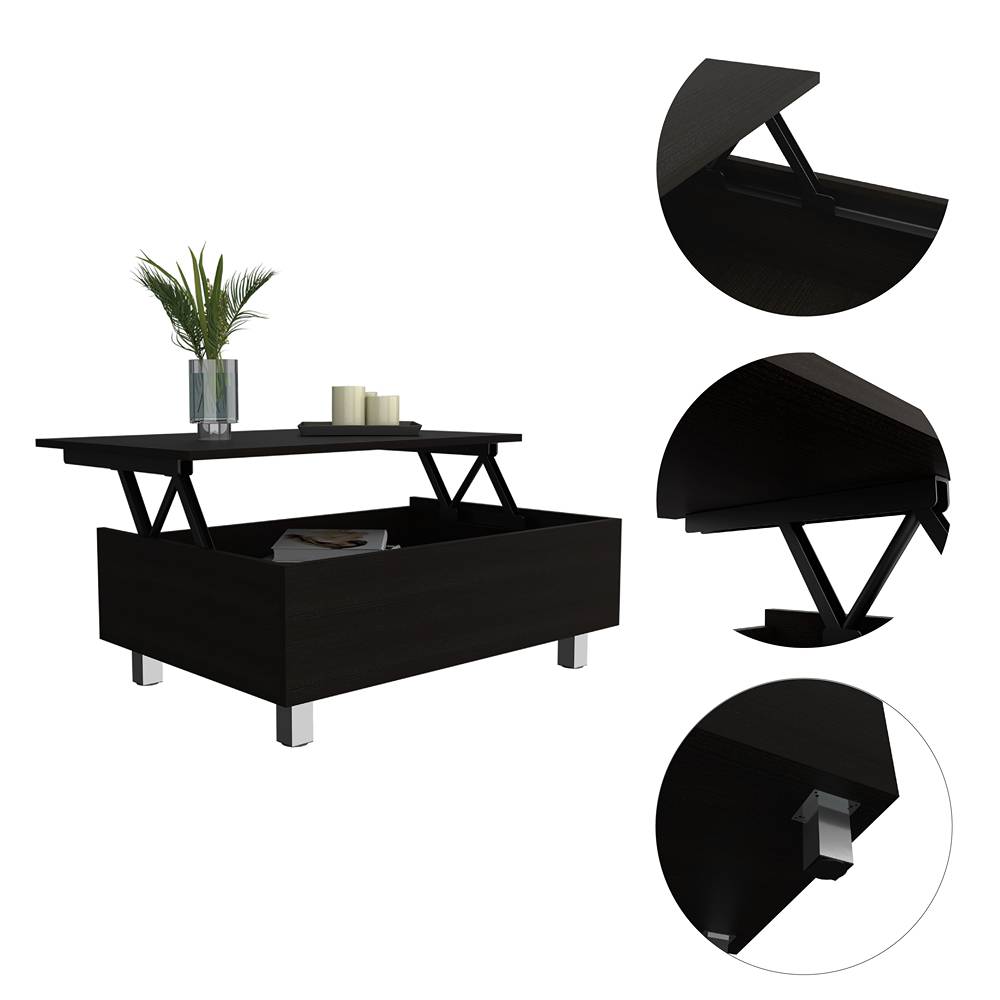 Mesa de Centro Gambia Plus Wengue 80x29.75cm Rectangular con Patas y con Compartimientos - Mesas | Bylmo