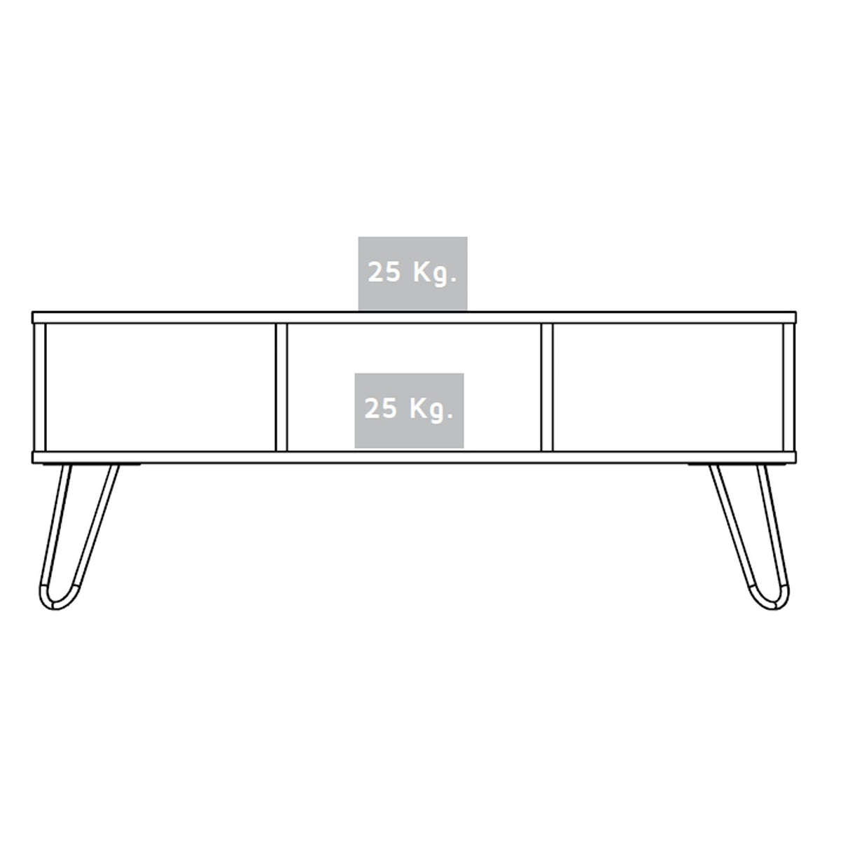 Mesa de Centro Vegas Miel 101x40cm Rectangular con Patas y con Compartimientos - Mesas de Centro | Bylmo