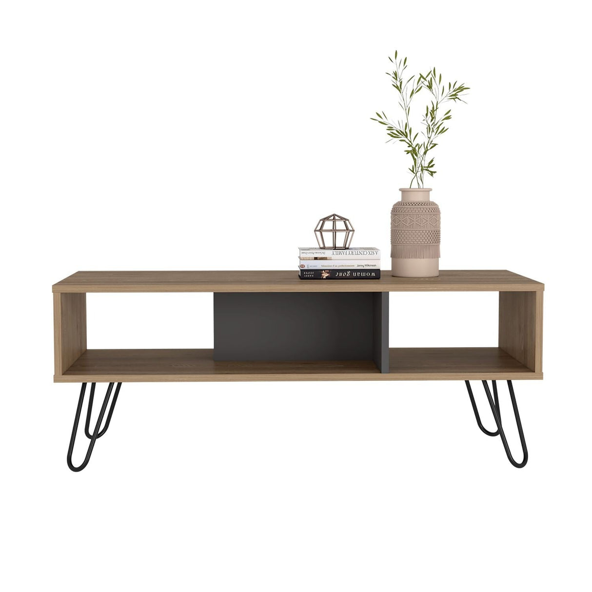 Mesa de Centro Vegas Miel 101x40cm Rectangular con Patas y con Compartimientos - Mesas de Centro | Bylmo