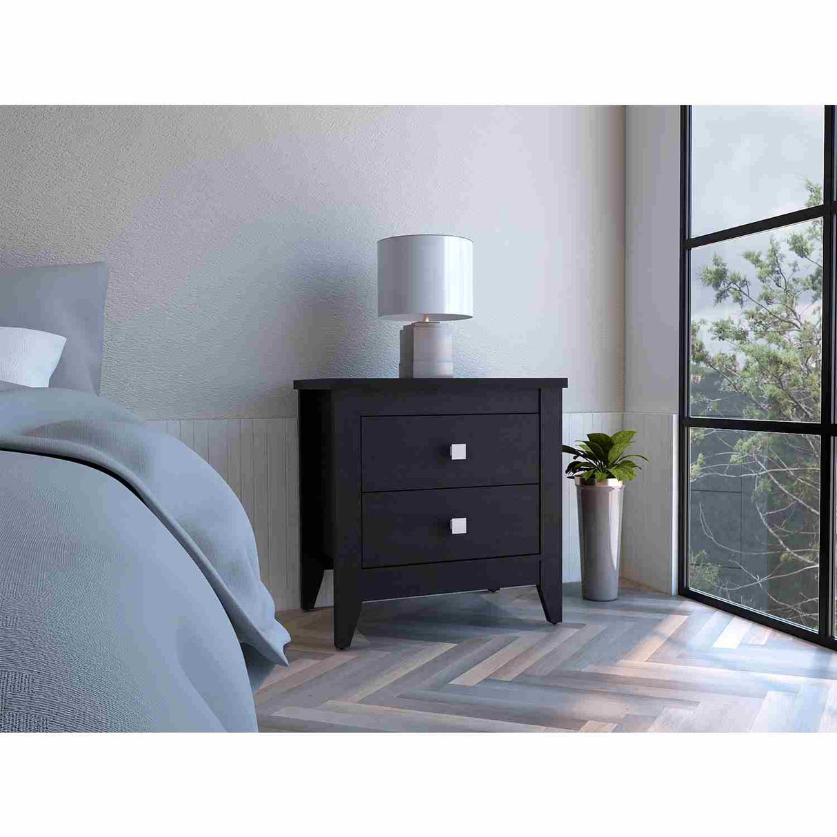 Mesa de Noche Armara Wengue 60 cm con Dos Cajones - Mesas de Noche | Bylmo