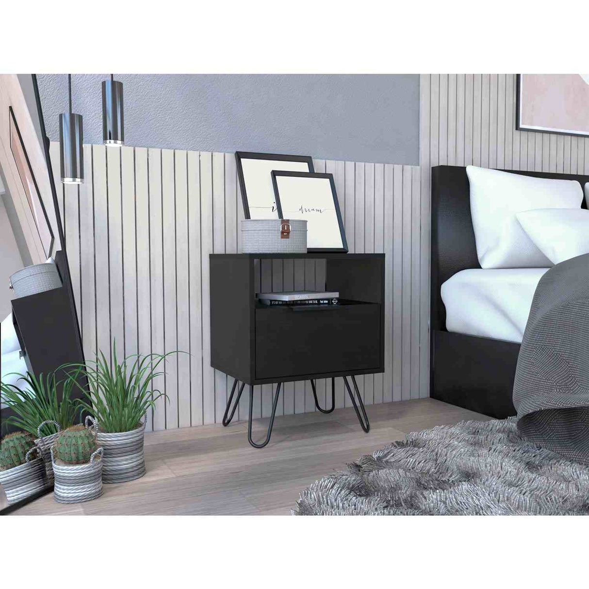 Mesa de Noche Augusta Duna 45x57cm con Un Compartimiento y con Una Puerta - Mesas de Noche | Bylmo