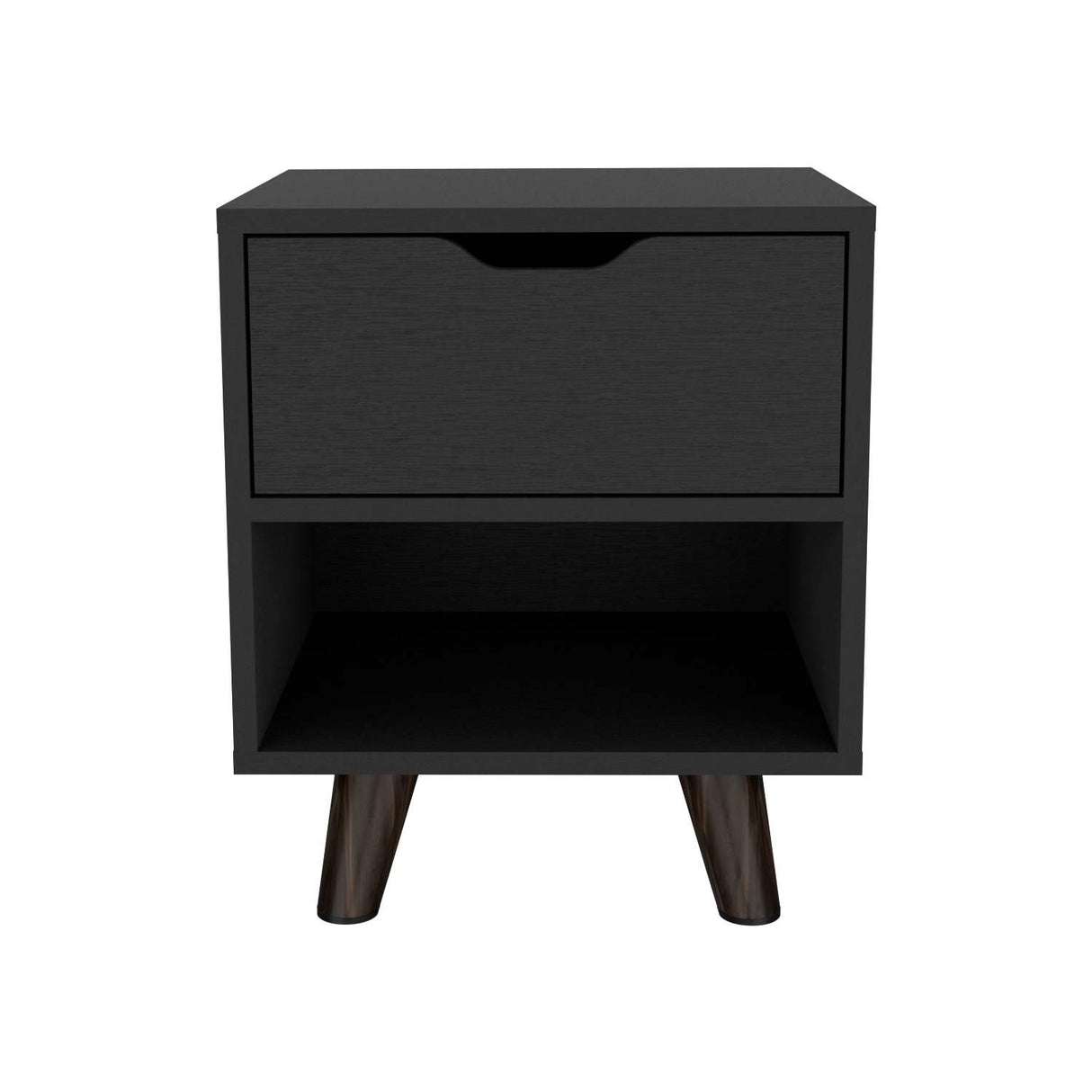 Mesa de Noche Crail Wengue 40x48cm con Un Cajón y con Un Compartimiento - Mesas de Noche | Bylmo