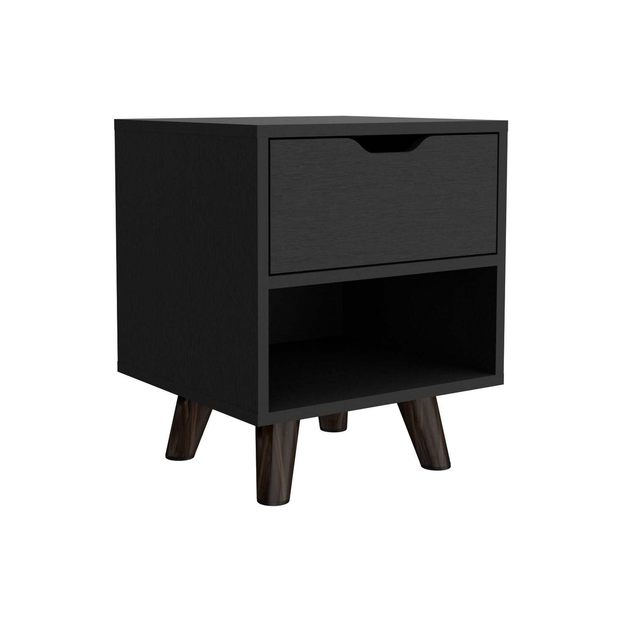 Mesa de Noche Crail Wengue 40x48cm con Un Cajón y con Un Compartimiento - Mesas de Noche | Bylmo