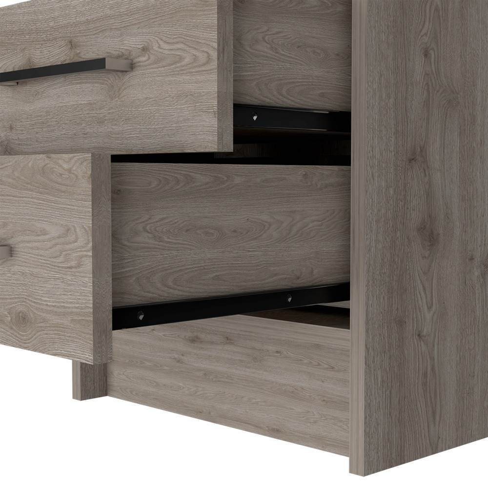 Mesa de Noche Eter Ceniza 40x51cm con Dos Cajones y con Un Compartimiento - Mesas de Noche | Bylmo