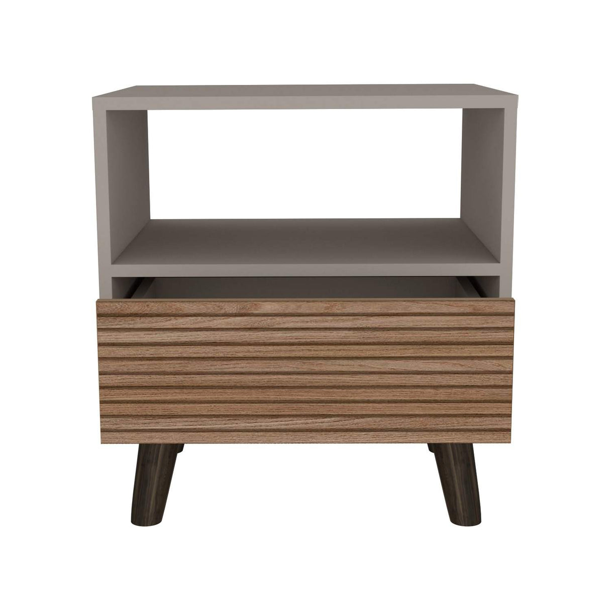 Mesa de Noche Funes Taupe 50 cm con un Cajón - Mesas de Noche | Bylmo