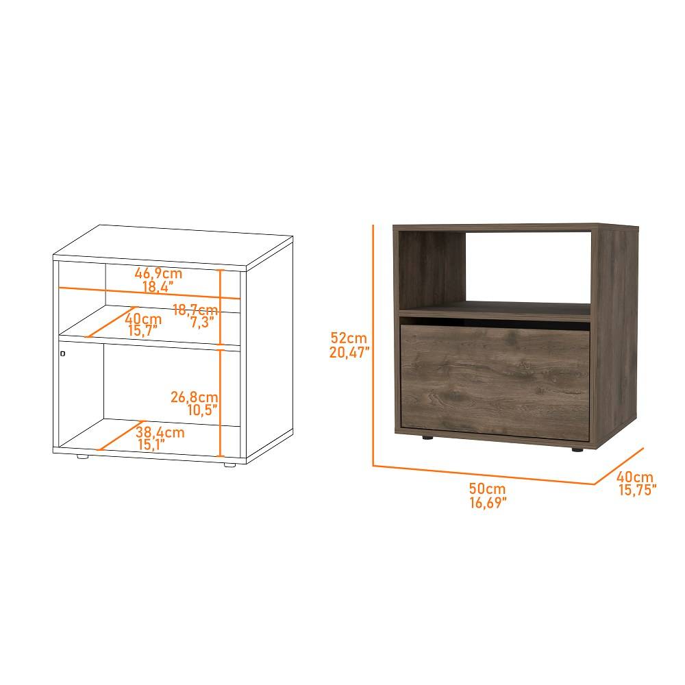 Mesa de Noche Galento Bellota 50 cm con Una Puerta - Mesas de Noche | Bylmo