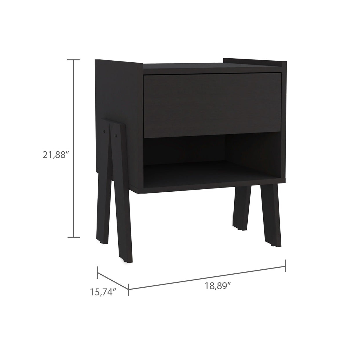 Mesa de Noche Joy Wengue 48x56cm con Un Cajón y con Un Compartimiento - Mesas de Noche | Bylmo
