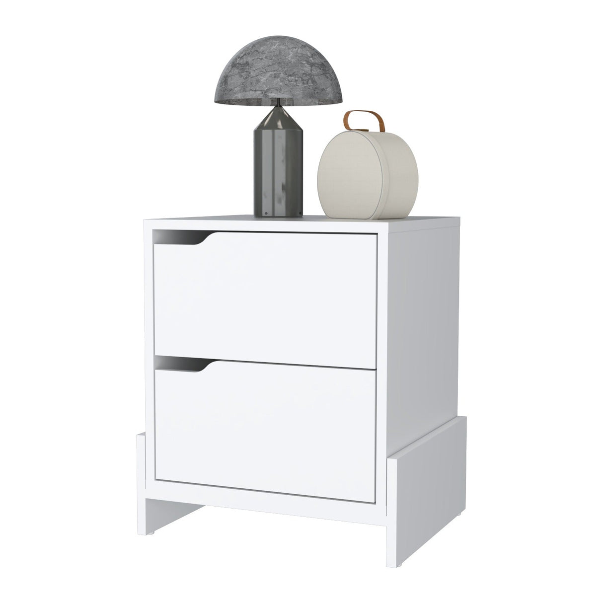 Mesa de Noche Luss Blanco 43x51cm con Dos Cajones - Mesas de Noche | Bylmo