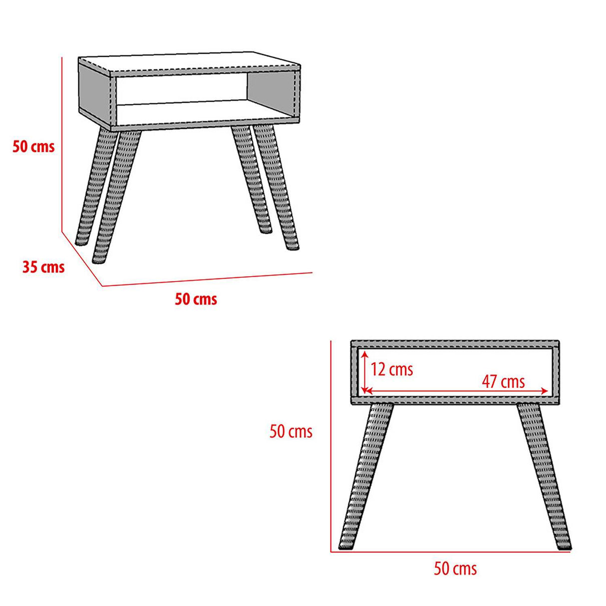 Mesa de Noche Metz Blanco 50 cm con Compartimiento - Mesas de Noche | Bylmo