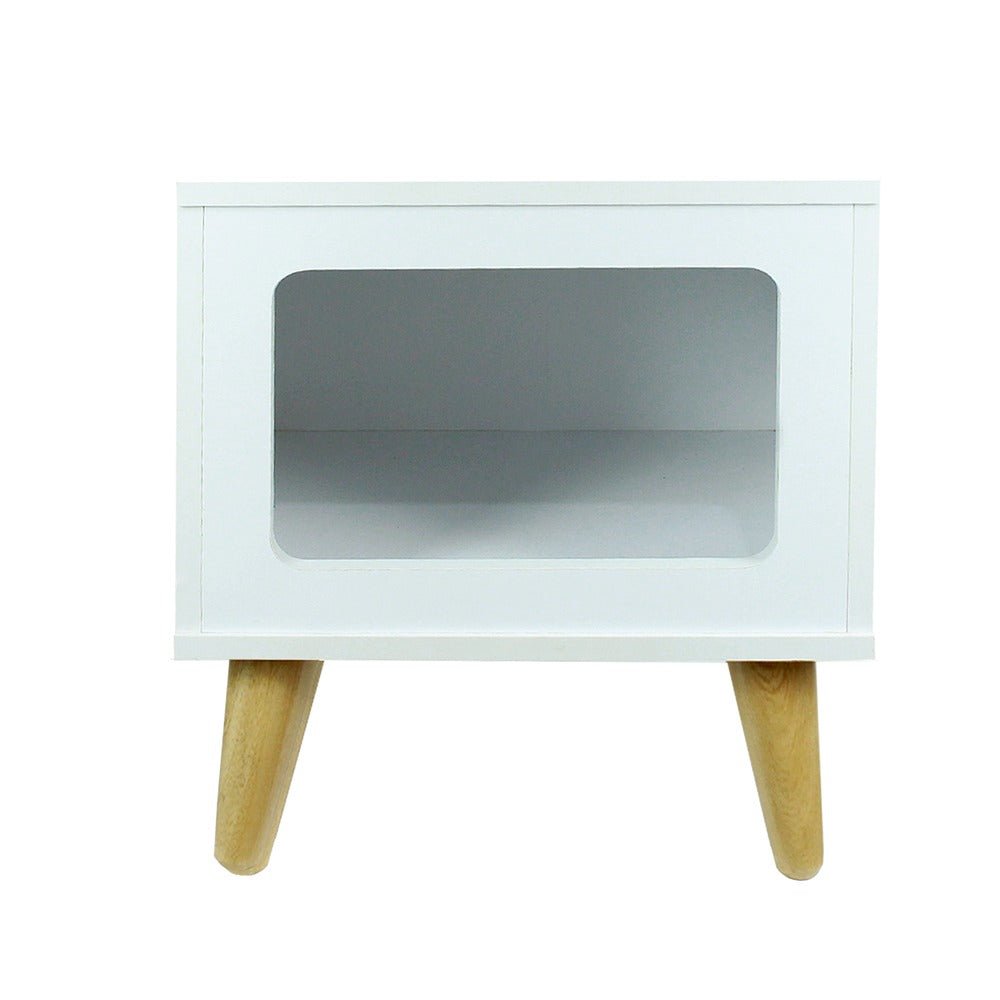 Mesa de Noche x 2 Auxiliar Blanco 39 cm Cuadradas con Espacio para Mascota - Combos Habitacion | Bylmo