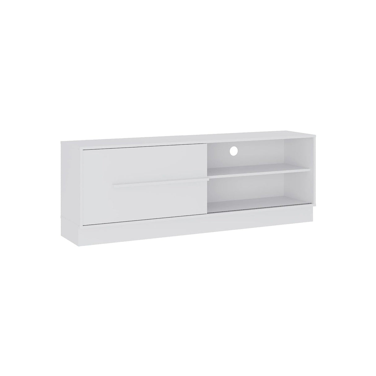 Mesa para TV Hawai Blanco 155x55cm Para TV Hasta 60 Pulgadas con Un Cajón y con Ranuras para Cables - Muebles de TV | Bylmo