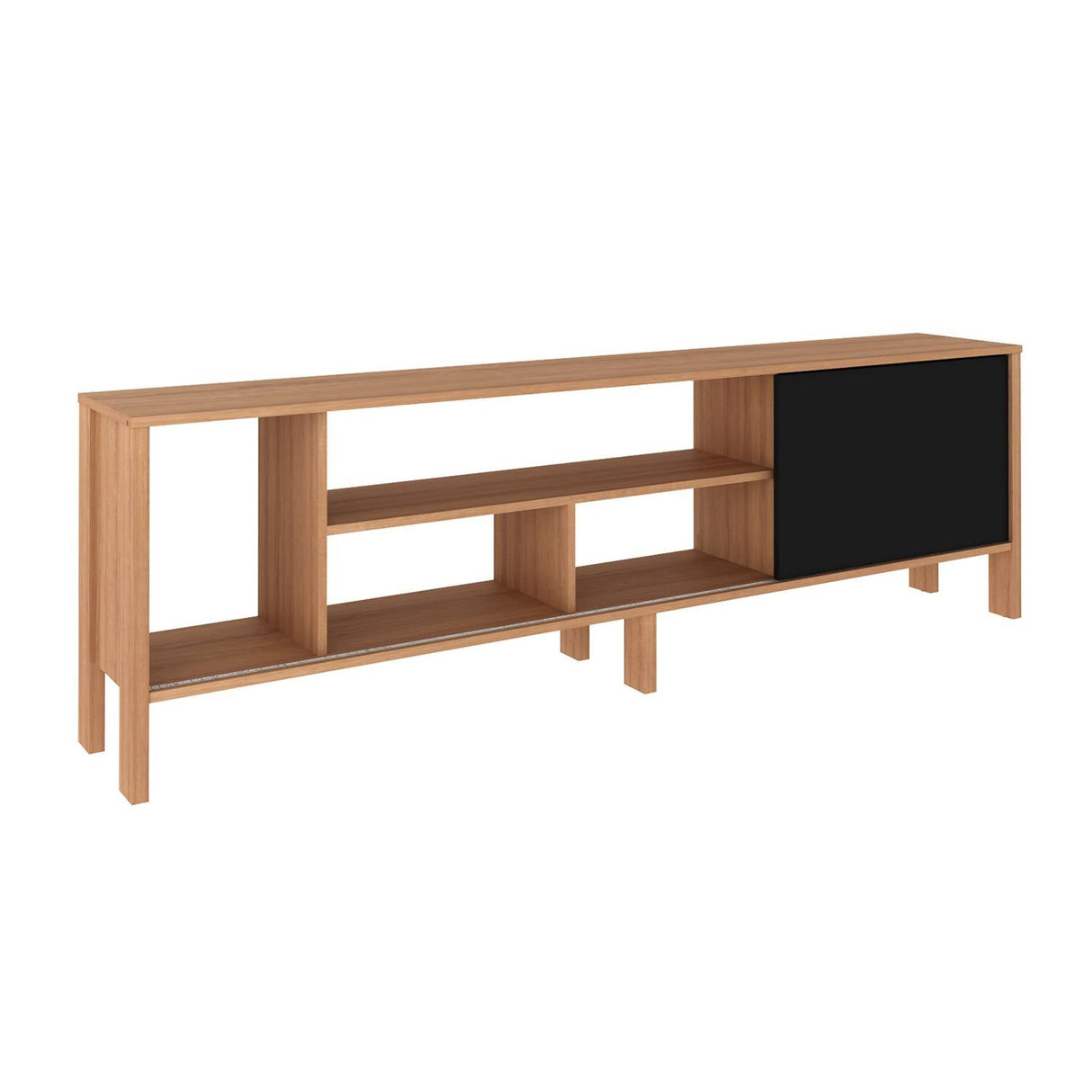 Rack Inmaculada Almendra y Negro 183 cm con Una Puerta - Muebles para TV | Bylmo