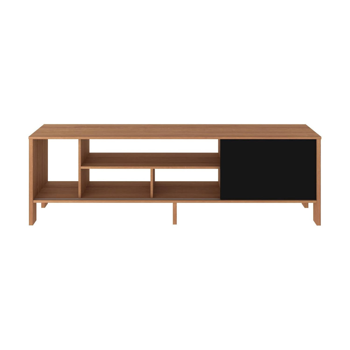 Rack Inmaculada Almendra y Negro 183 cm con Una Puerta - Muebles para TV | Bylmo