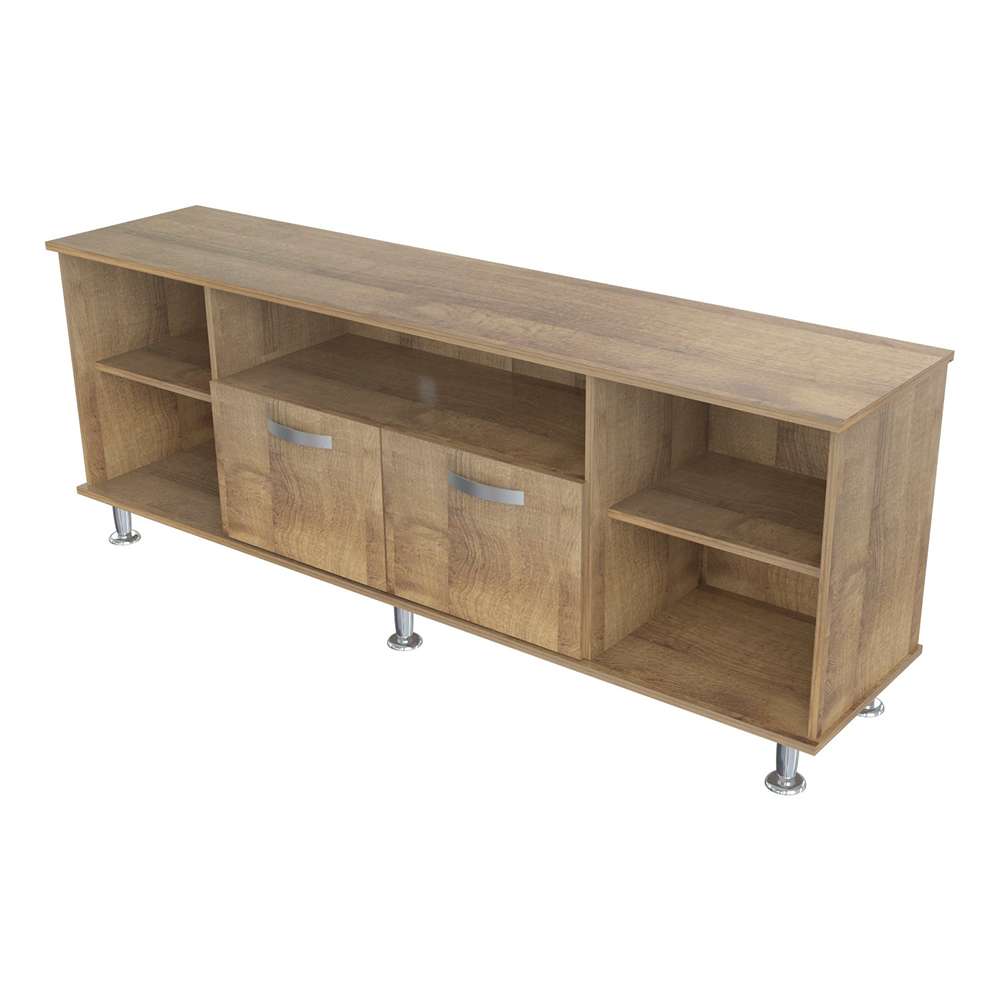 Mesa para TV Amaretto 140x61cm Para TV Hasta 60 Pulgadas con Dos Cajones con Ranuras para Cables y con Patas - Muebles de TV | Bylmo