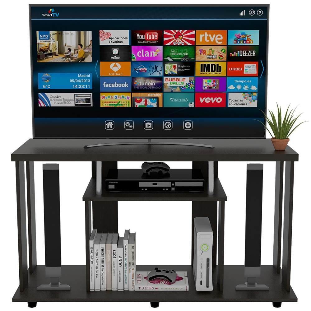 Mesa para TV Lannes Wengue 121x67cm Para TV Hasta 50 Pulgadas sin Cajones y con Patas - Muebles para TV | Bylmo