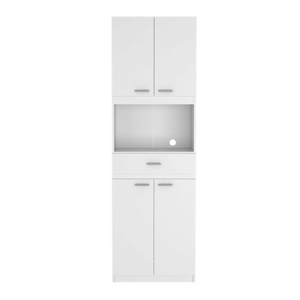 Módulo Para Microondas Bau Blanco 62x197cm con Un Entrepaño y con Cuatro Puertas - Muebles Organizadores | Bylmo